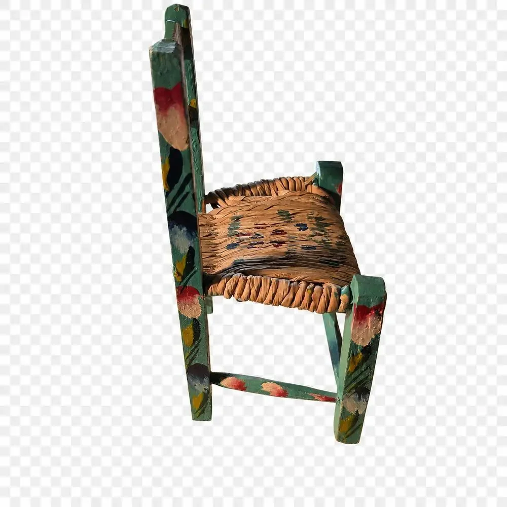 Vintage Mexican Folk Art Doll Chair 8.25